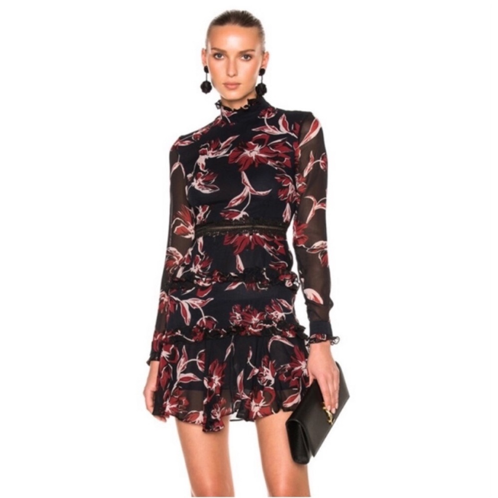 Nicholas Floral 100% Silk Mini Dress